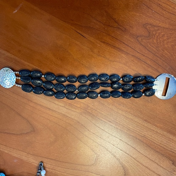 Silpada .925 Sterling Silver Black Lava Bracelet Button Toggle Clasp B1511 - Picture 4 of 6